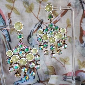 J. Crew Brulee Enameled Aurora Borealis Coated Faceted Lemon Faceted Earrings